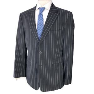 Versace Collection Sport Coat Mens 50 IT US 40 Pinstripe Wool Black *TINY FLAW